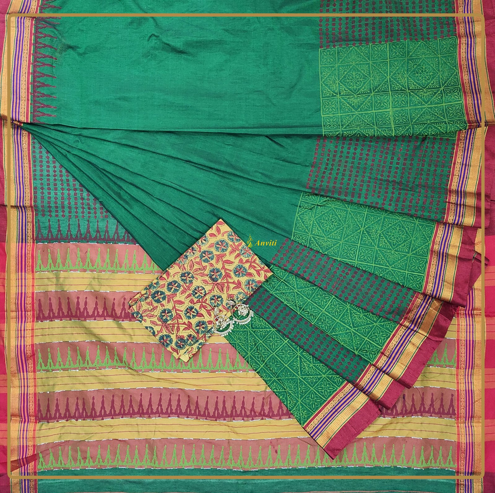 Brown - Handloom Silk Cotton Zari Work Maheshwari Dupatta 25