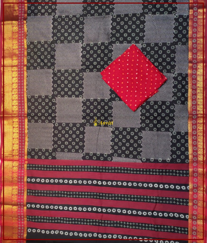 Red - Handloom Silk Cotton Zari Work Maheshwari Dupatta 19