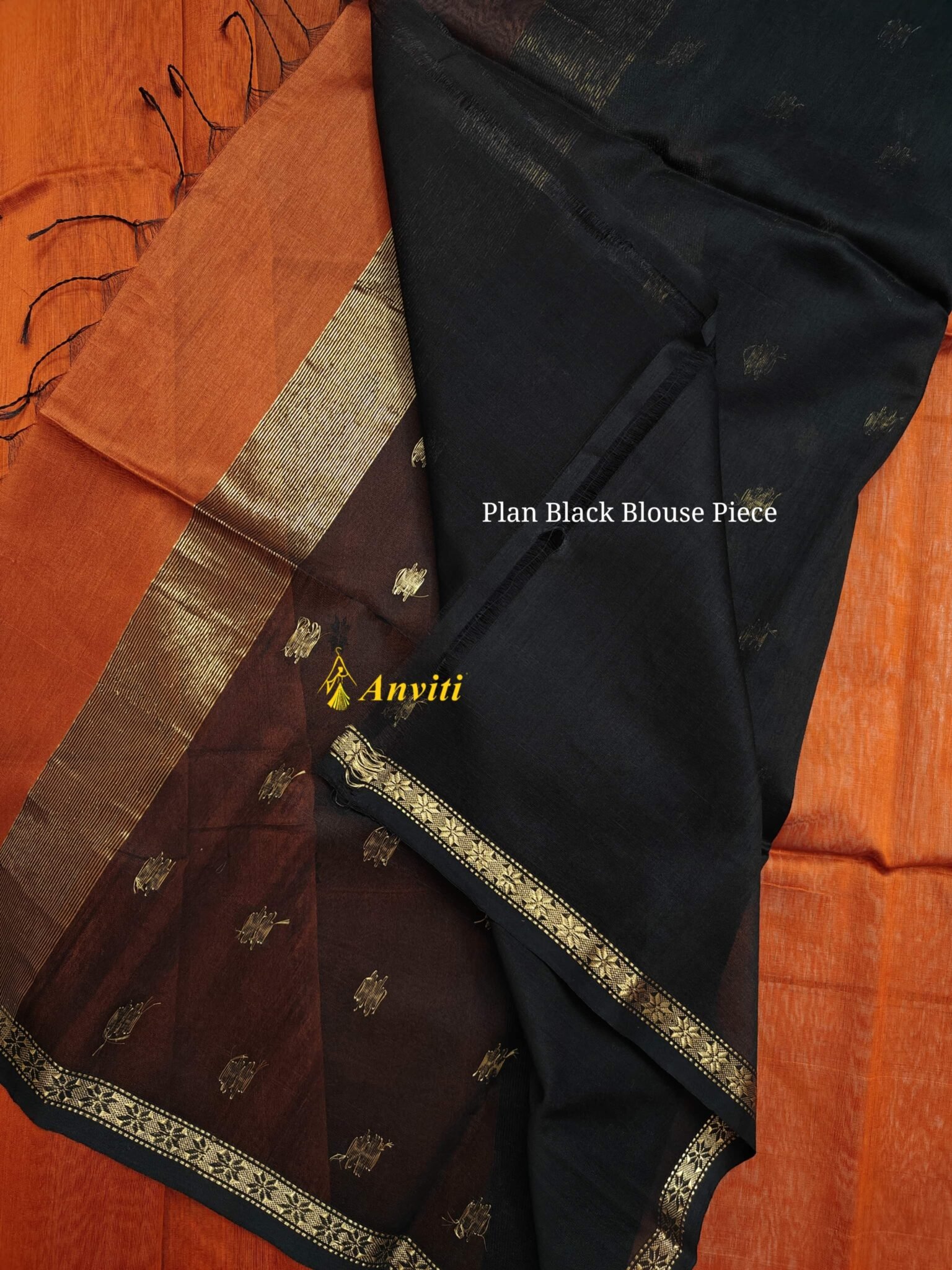 Rust Orange Ajrakh Cotton Saree